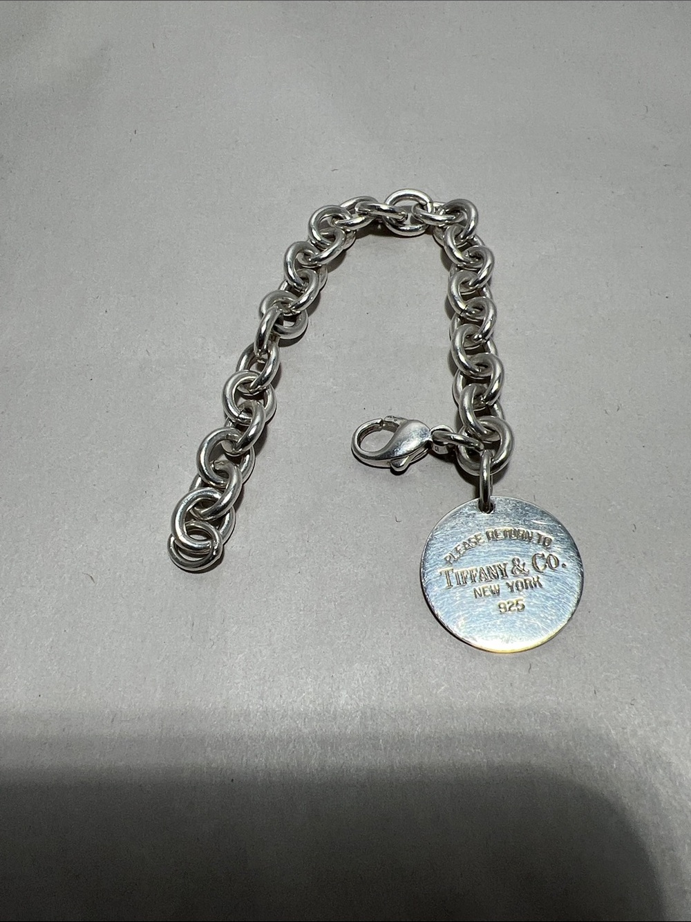 Tiffany & Co. Silver Round Tag Charm Bracelet Authentic .925 SS